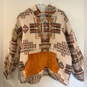 Women’s Azteca Print Hoodie Sweatshirt Size XL